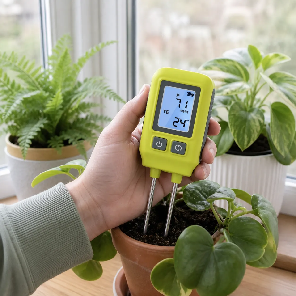 Digital Soil Fertility Tester in use