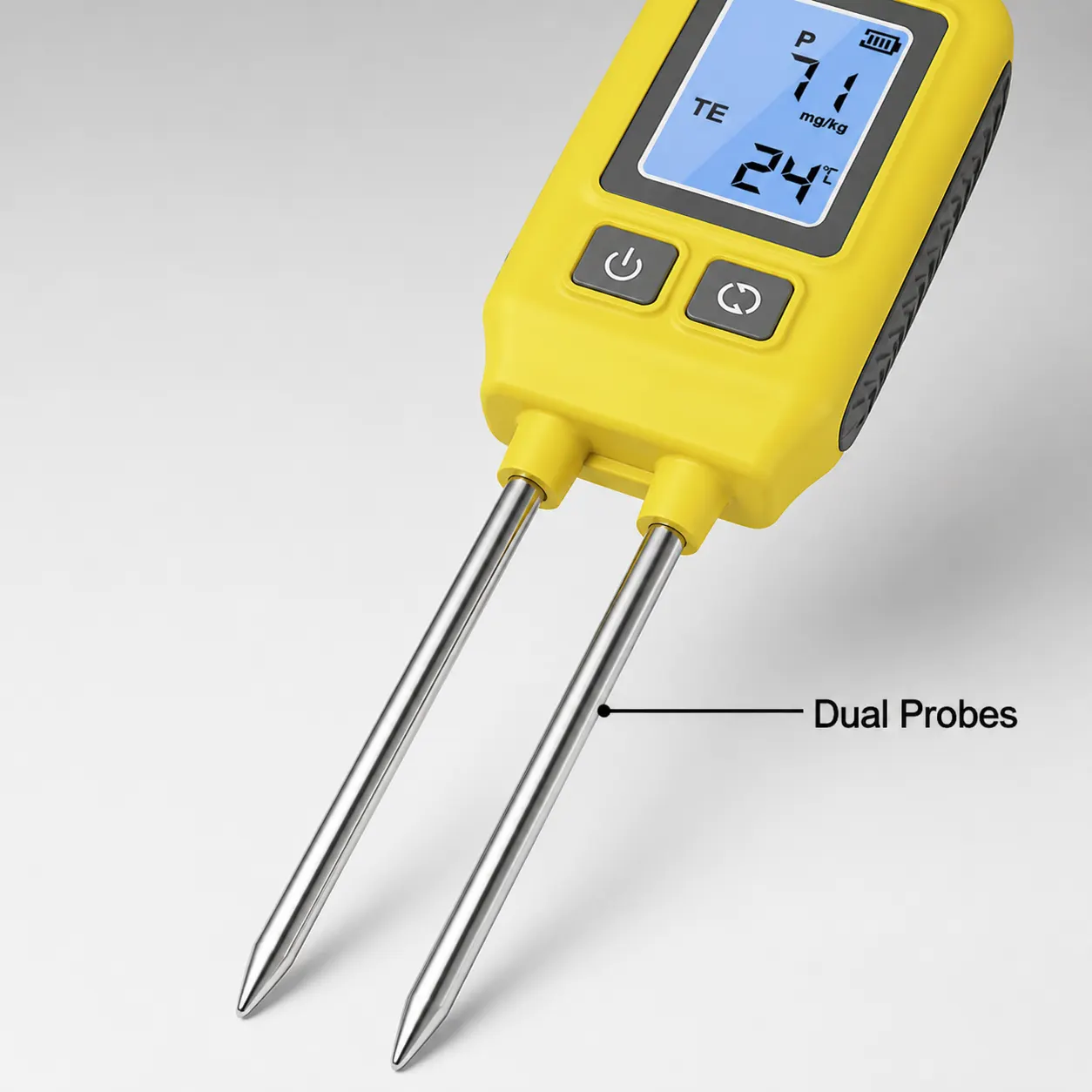 Digital Soil Fertility Tester controls and screen