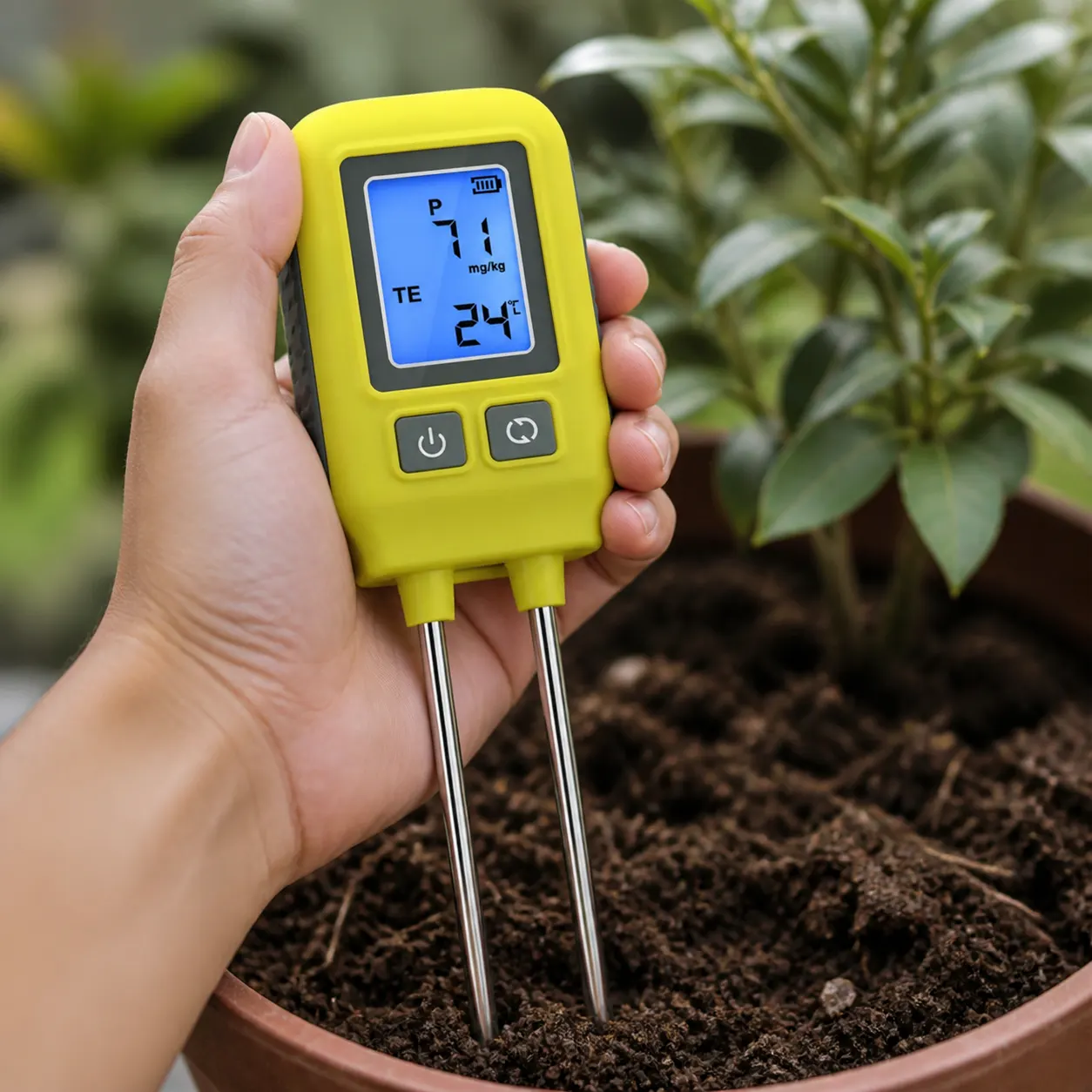 Digital Soil Fertility Tester in use