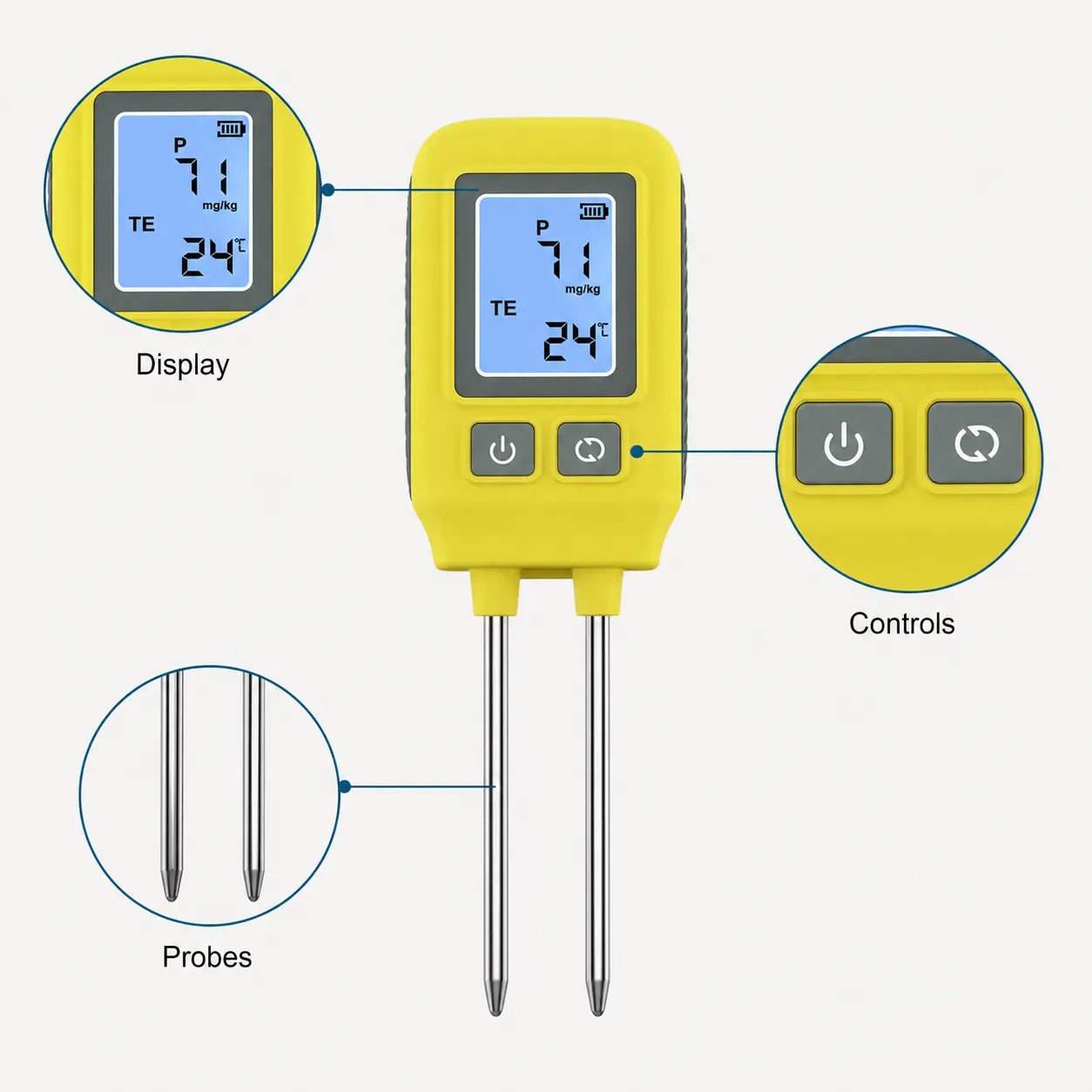 Digital Soil Fertility Tester and included accessories
