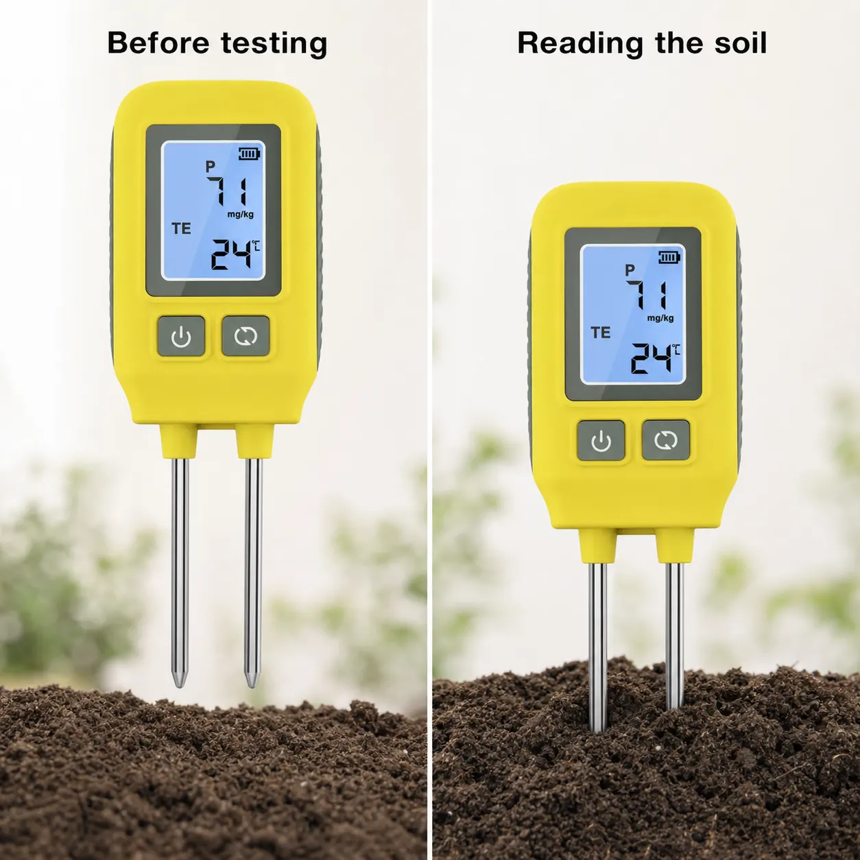 Digital Soil Fertility Tester setup and use views