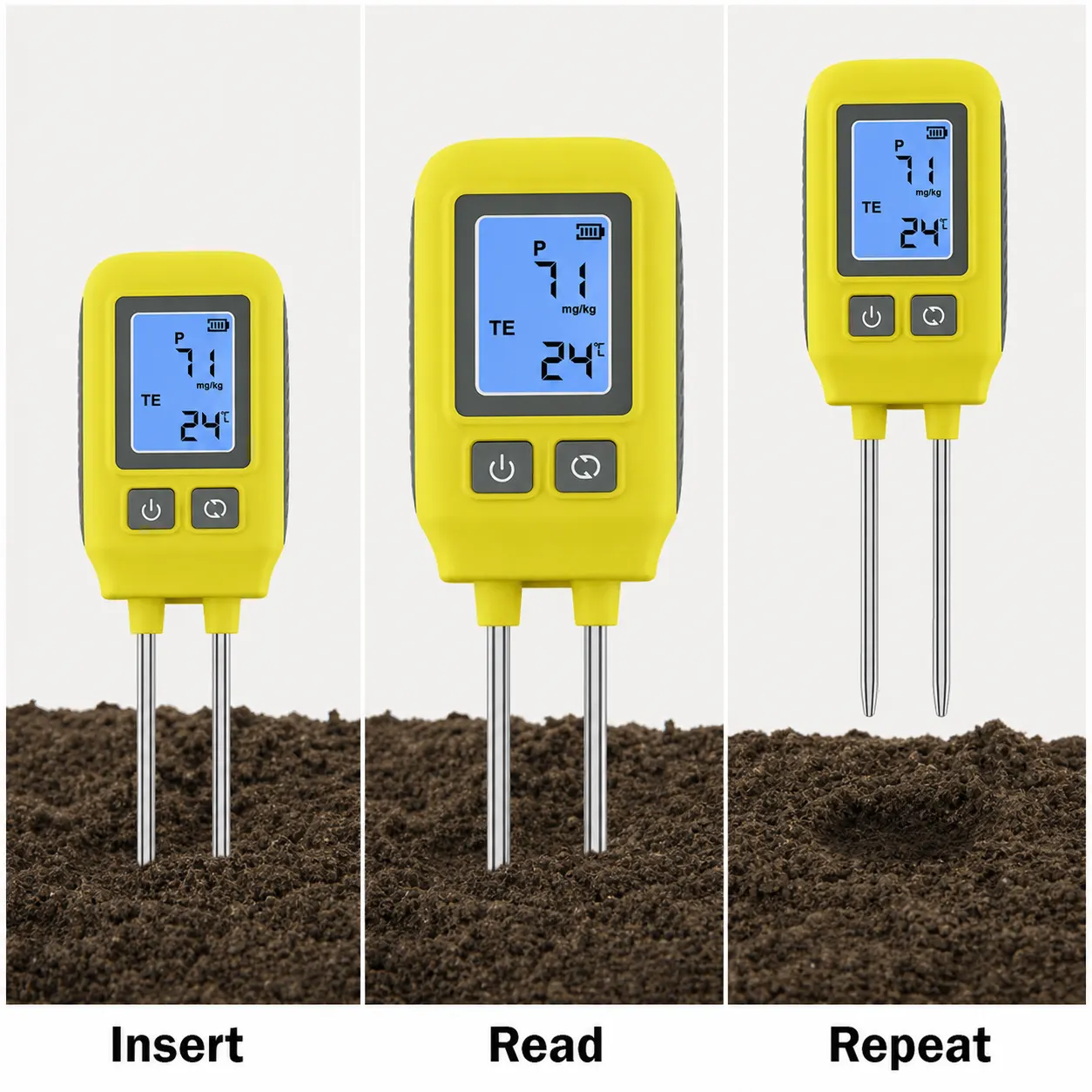 Digital Soil Fertility Tester setup and use views